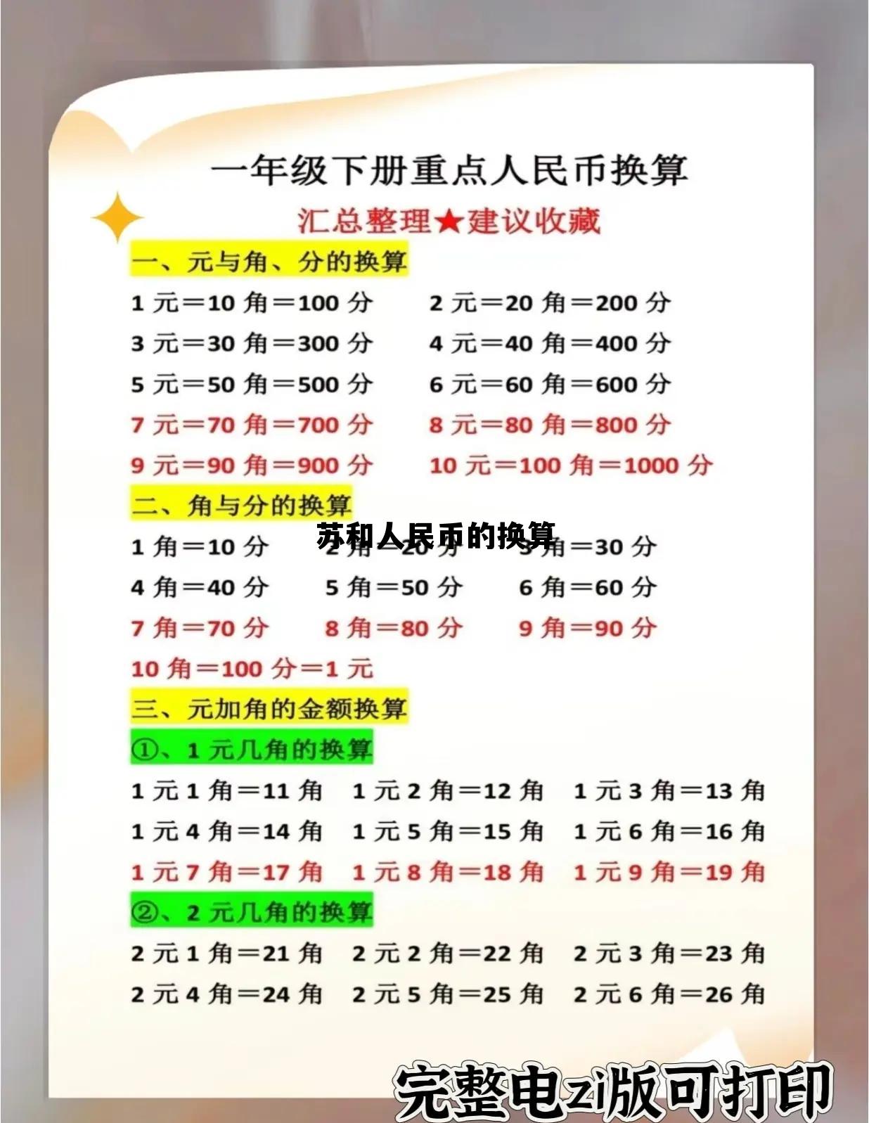 人民币和苏联货币汇率，苏和人民币的换算